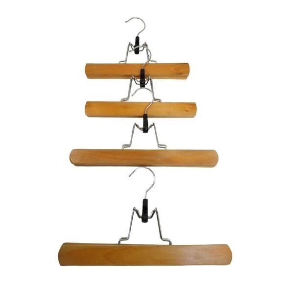 Wood Pant Hangers Set of 4 Pant Hangers 2 sizes - Picture 2 of 11